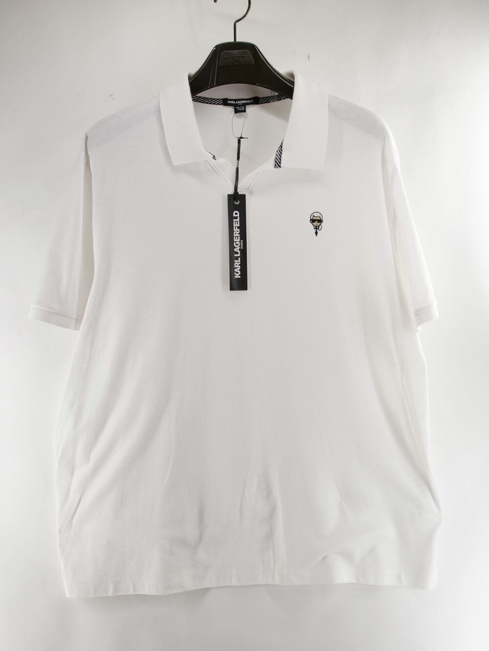 Karl Lagerfeld Paris NWT Men's Karl Head Logo Pique Polo Shirt White 2XLT